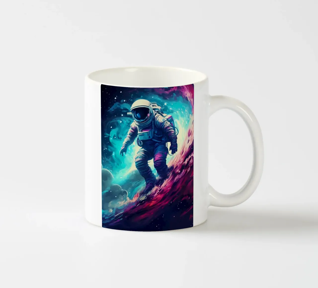 Astronaut in Space Surfer keramische mok van Mikesell