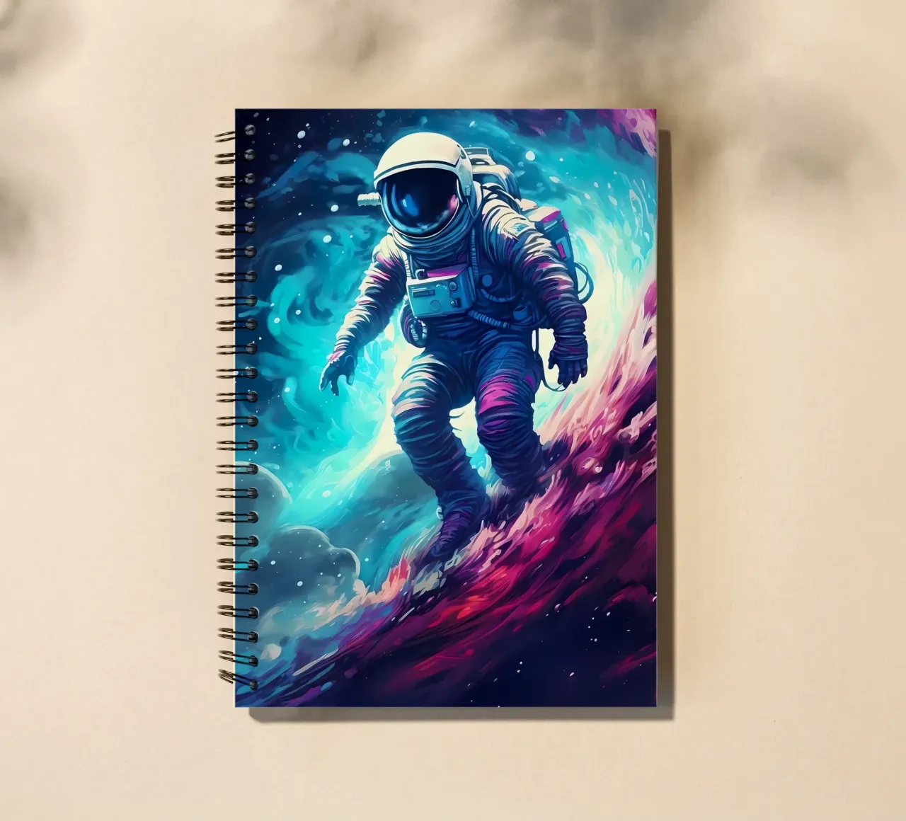 Astronaut in Space Surfer spiral notebook by Mikesell