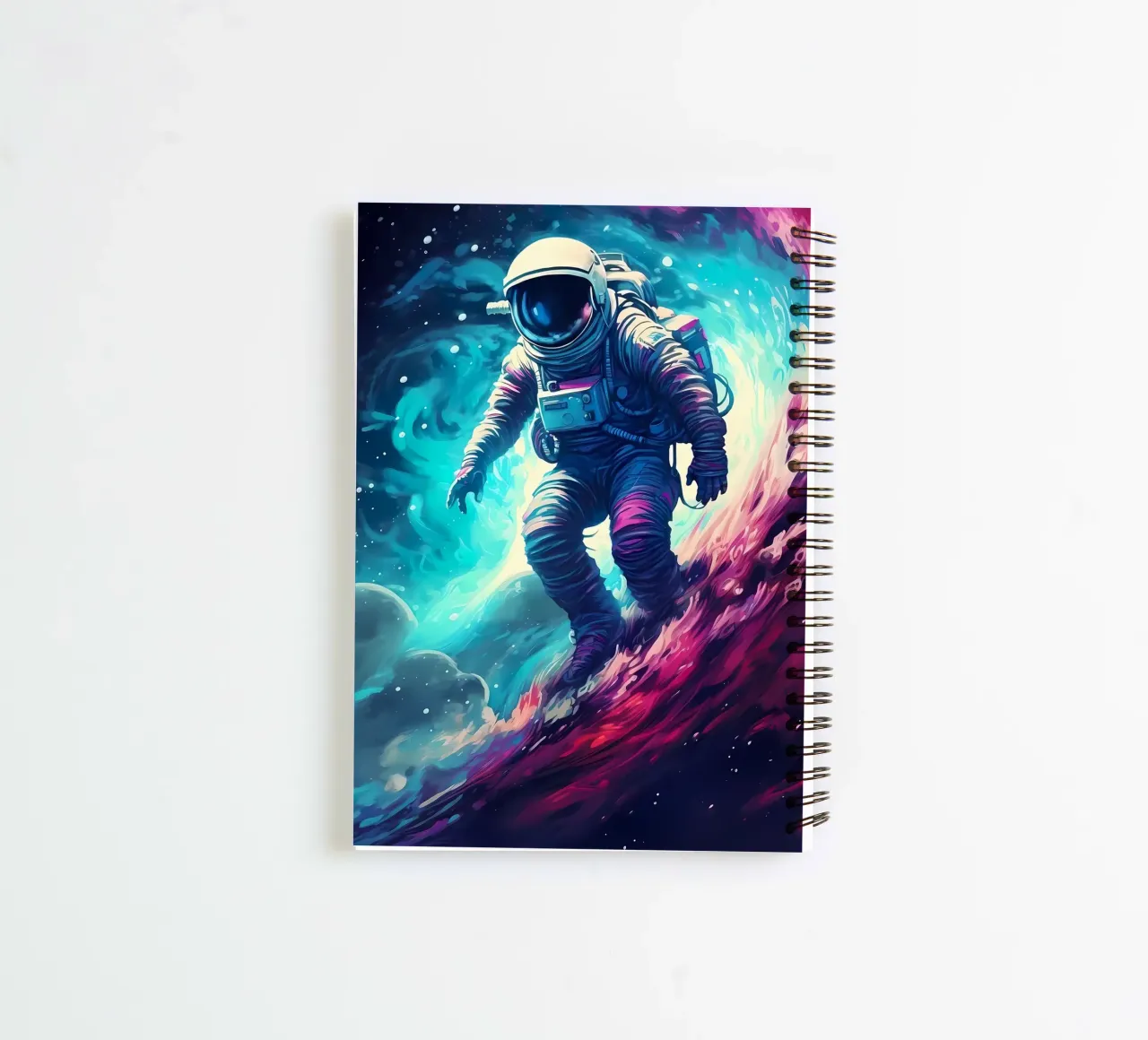 Astronaut in Space Surfer spiral notebook by Mikesell