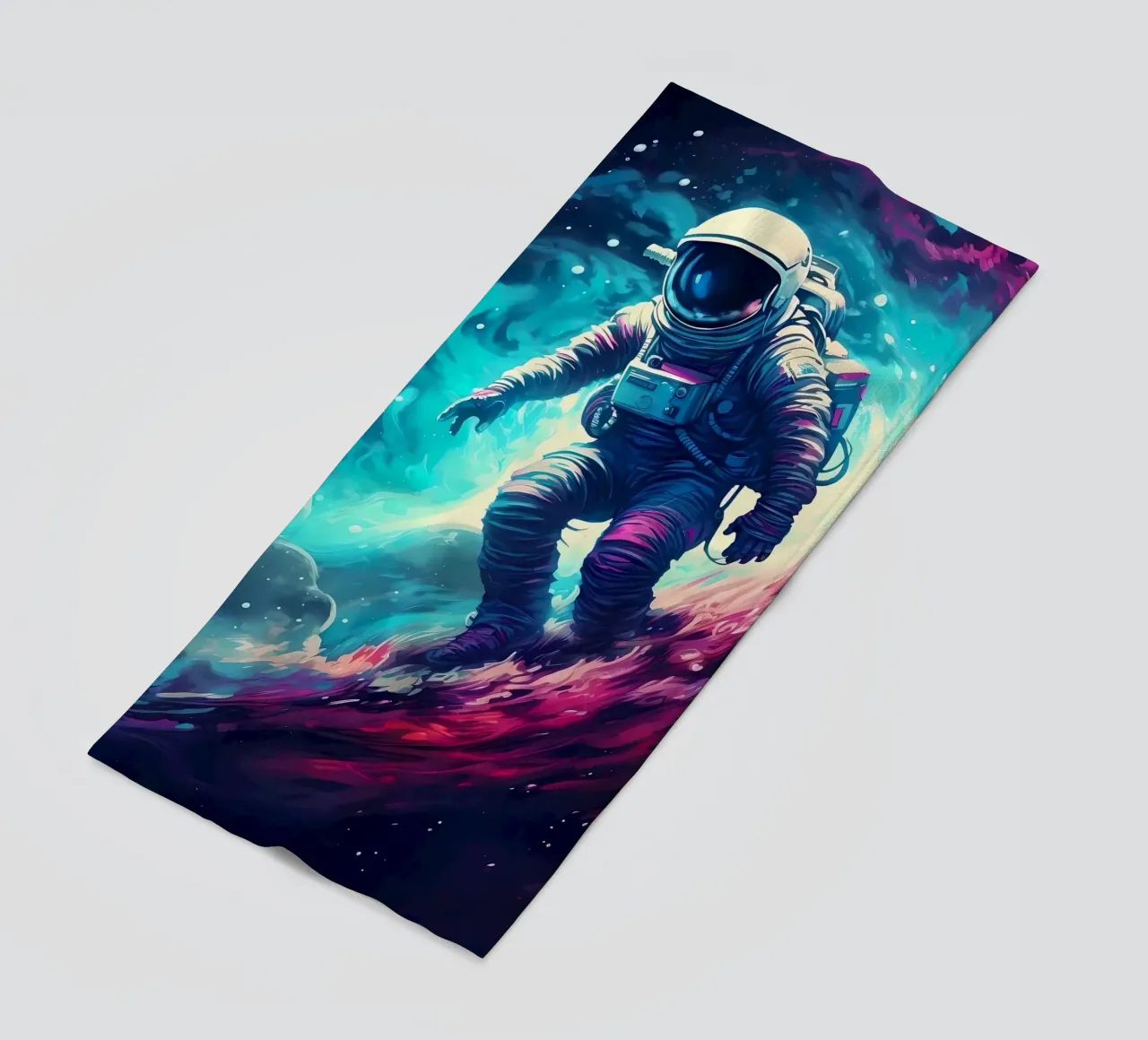 Astronaut in Space Surfer beach towel by Mikesell