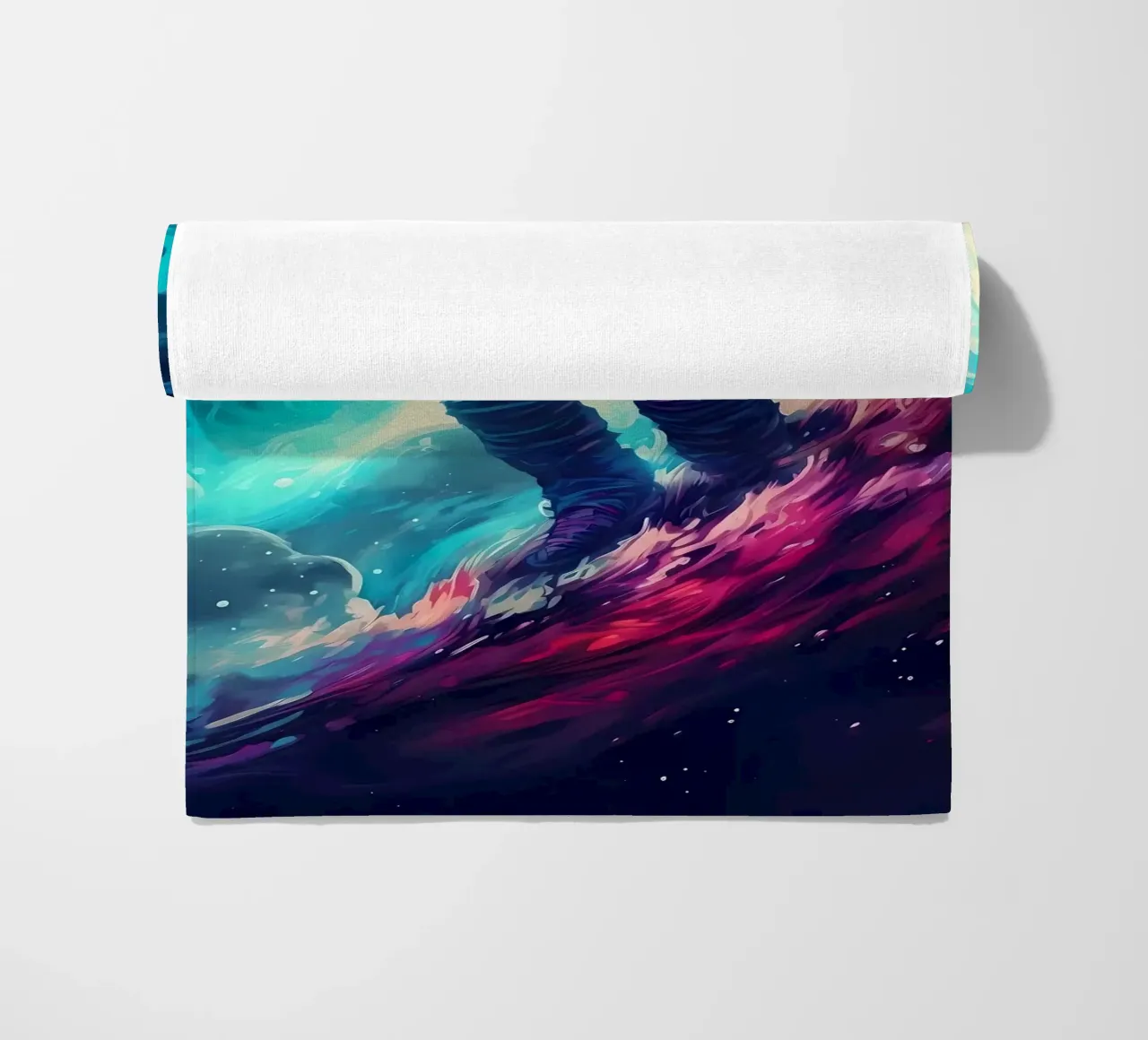 Astronaut in Space Surfer beach towel by Mikesell
