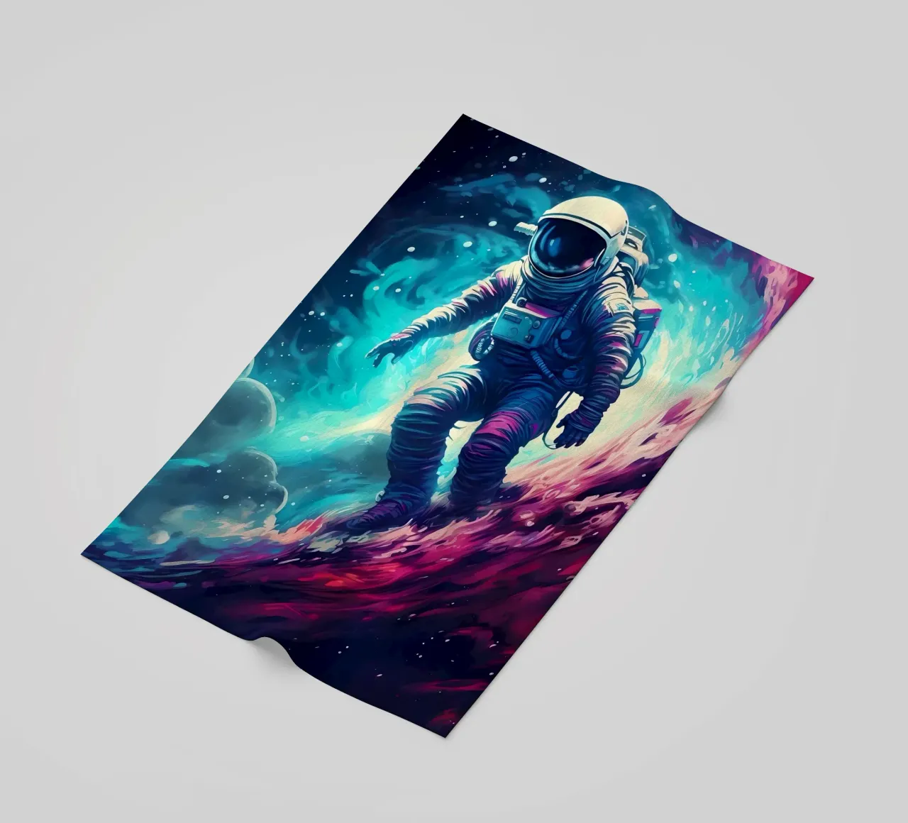 Astronaut in Space Surfer beach towel by Mikesell