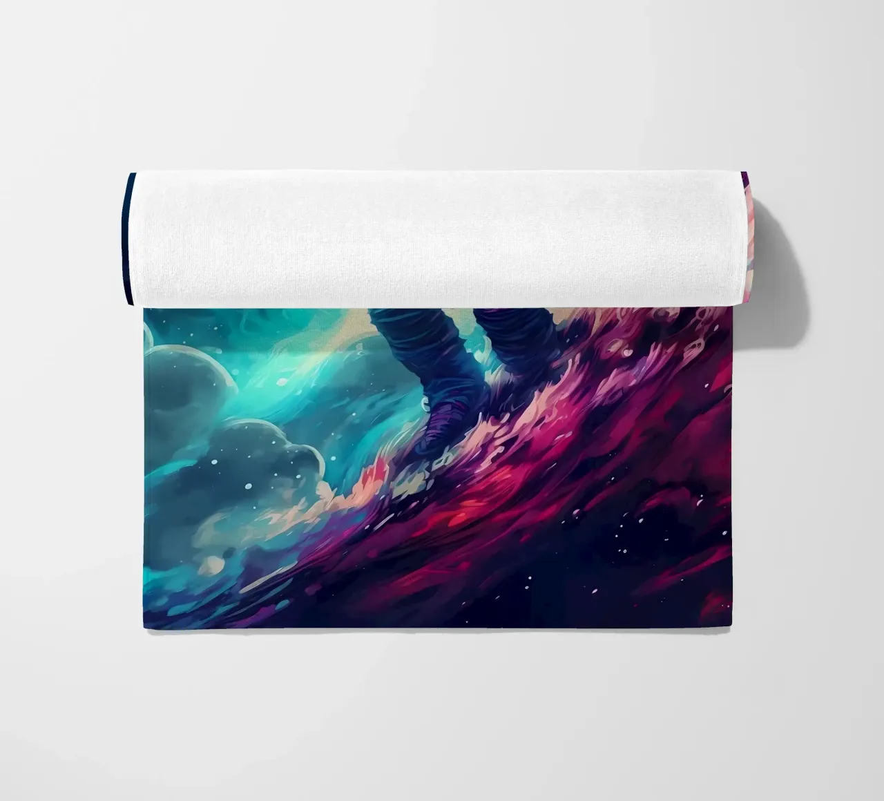 Astronaut in Space Surfer beach towel by Mikesell