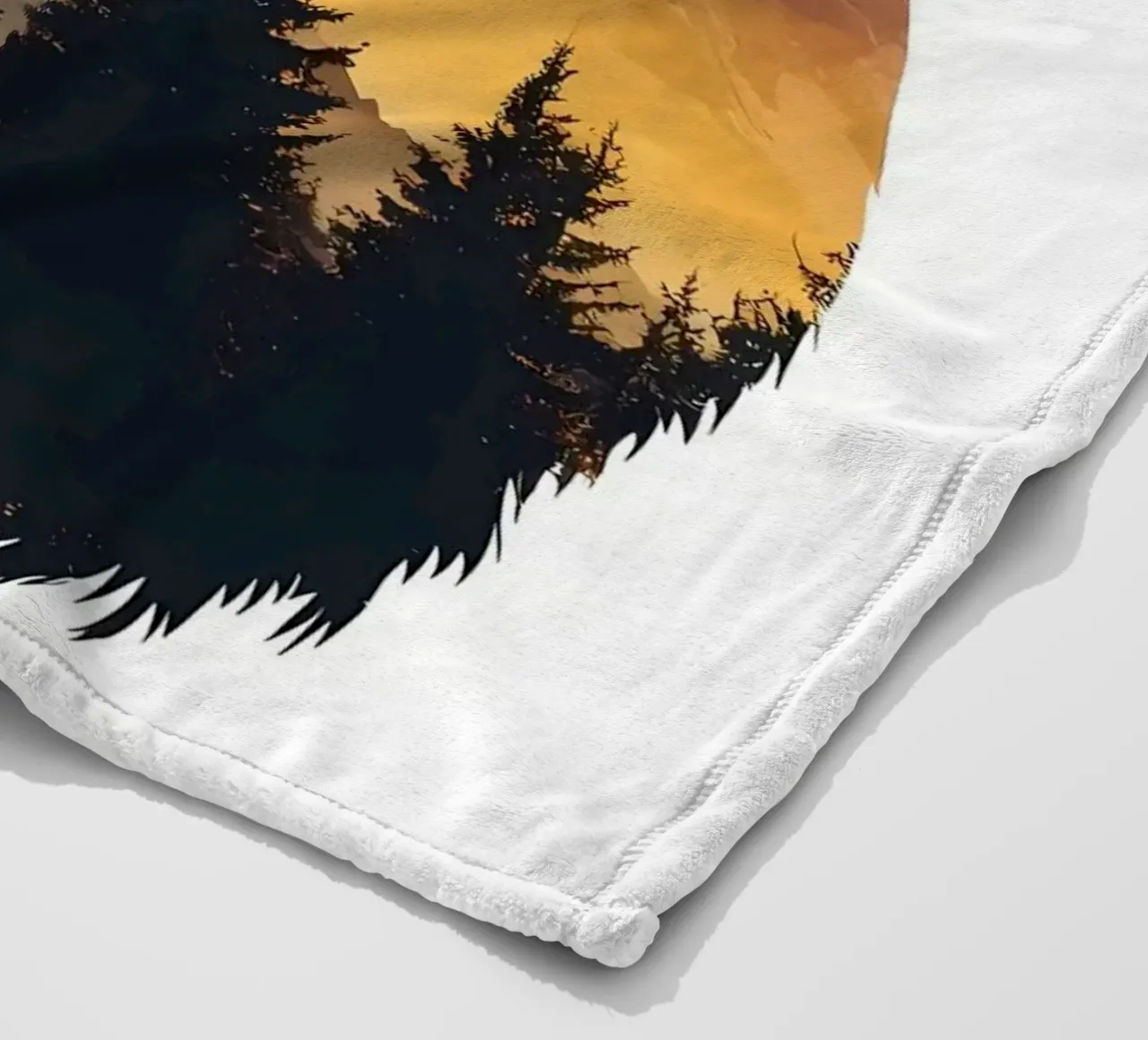 Cat Mountain Silhouette fleece blanket by Ginnery