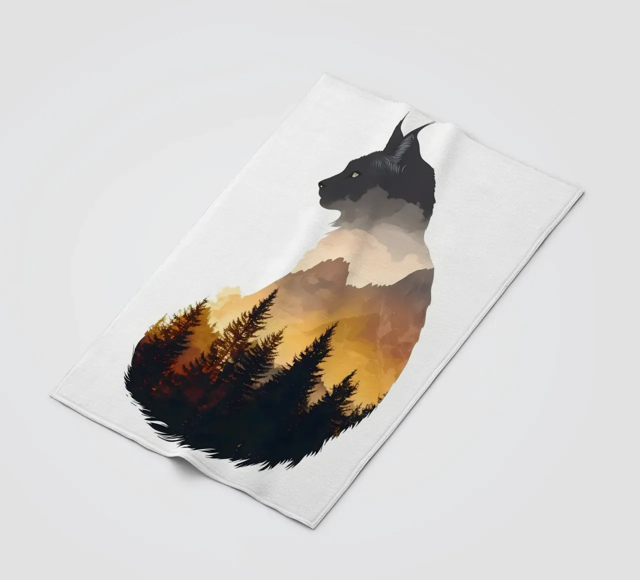 Cat Mountain Silhouette fleece blanket by Ginnery