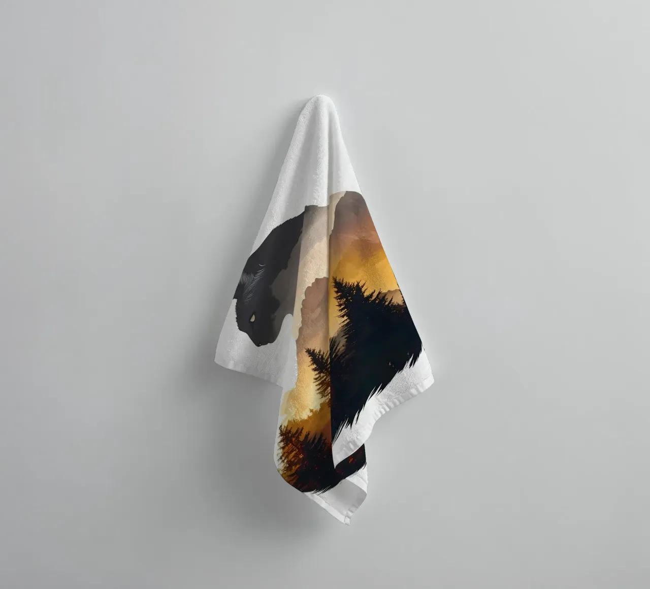 Cat Mountain Silhouette towel by Ginnery