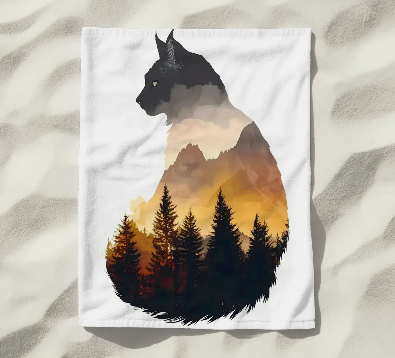 Cat Mountain Silhouette beach towel by Ginnery