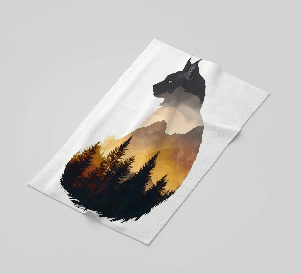 Cat Mountain Silhouette beach towel by Ginnery