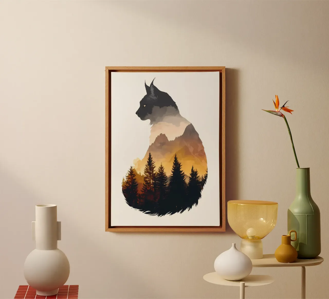 Kattenberg Silhouet canvas met Baklijst van Ginnery