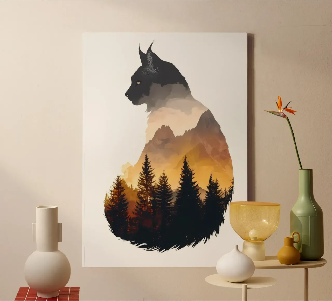 Kattenberg Silhouet canvas met Baklijst van Ginnery