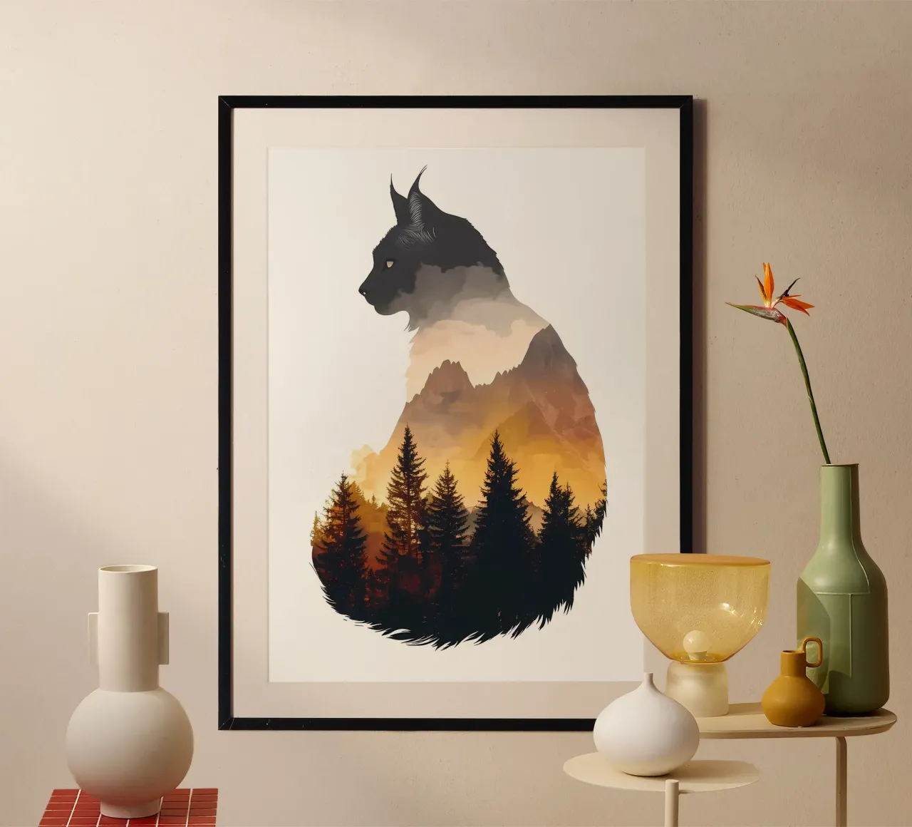 Cat Mountain Silhouette hahnemühle by Ginnery