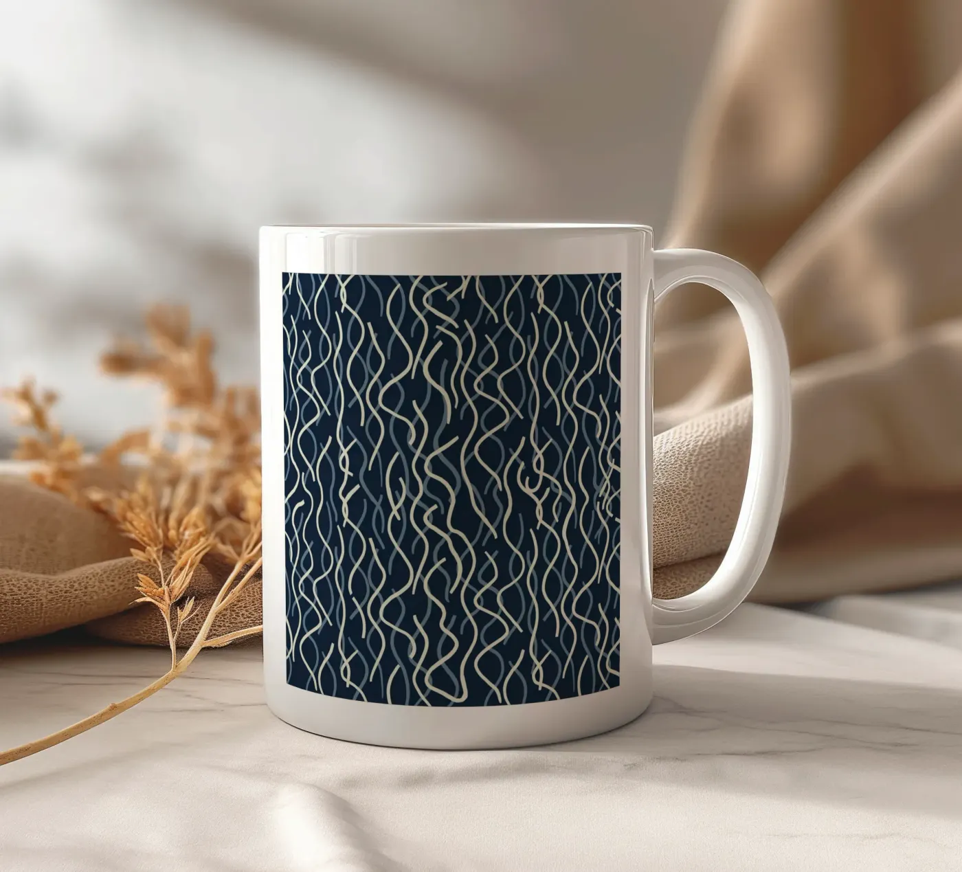 Wiggle seamless pattern ceramic mug by Little Dean