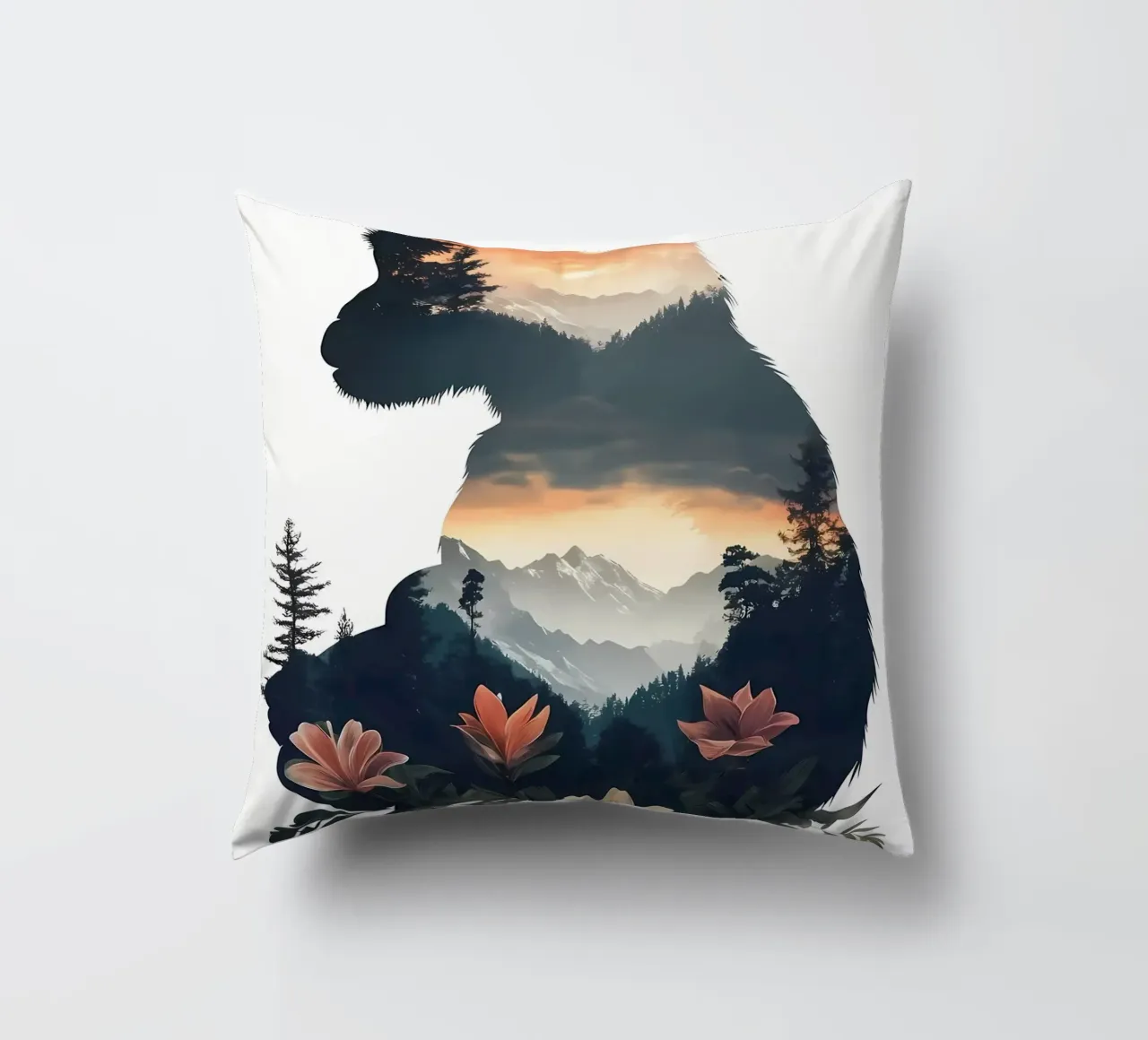 Tramonto sulla Montagna delle Scimmie cuscino da Ginnery