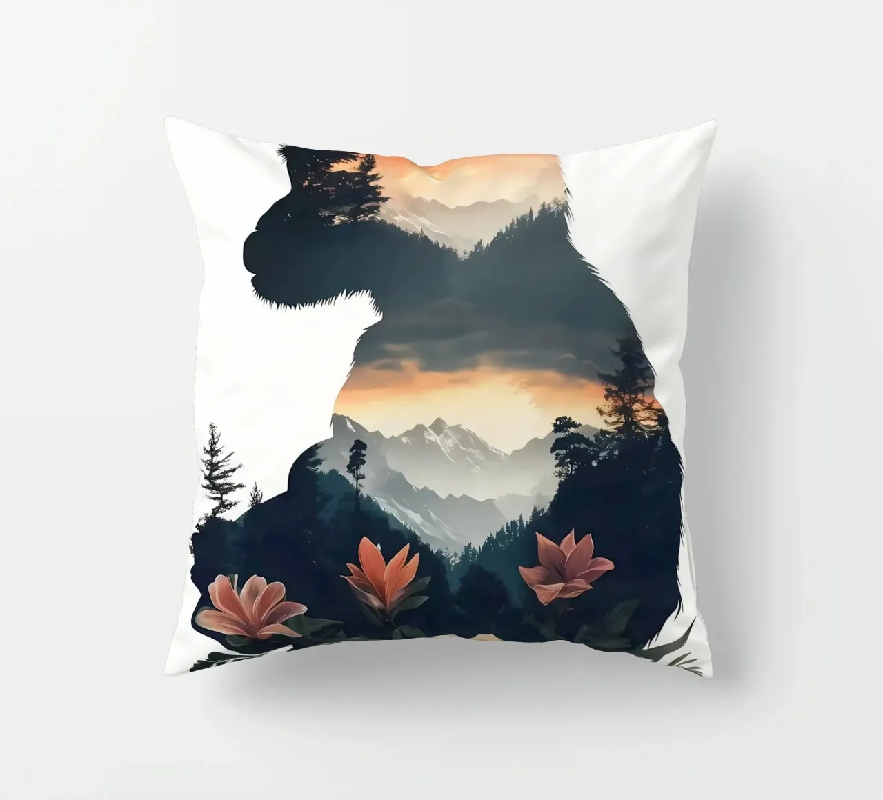 Tramonto sulla Montagna delle Scimmie cuscino da Ginnery