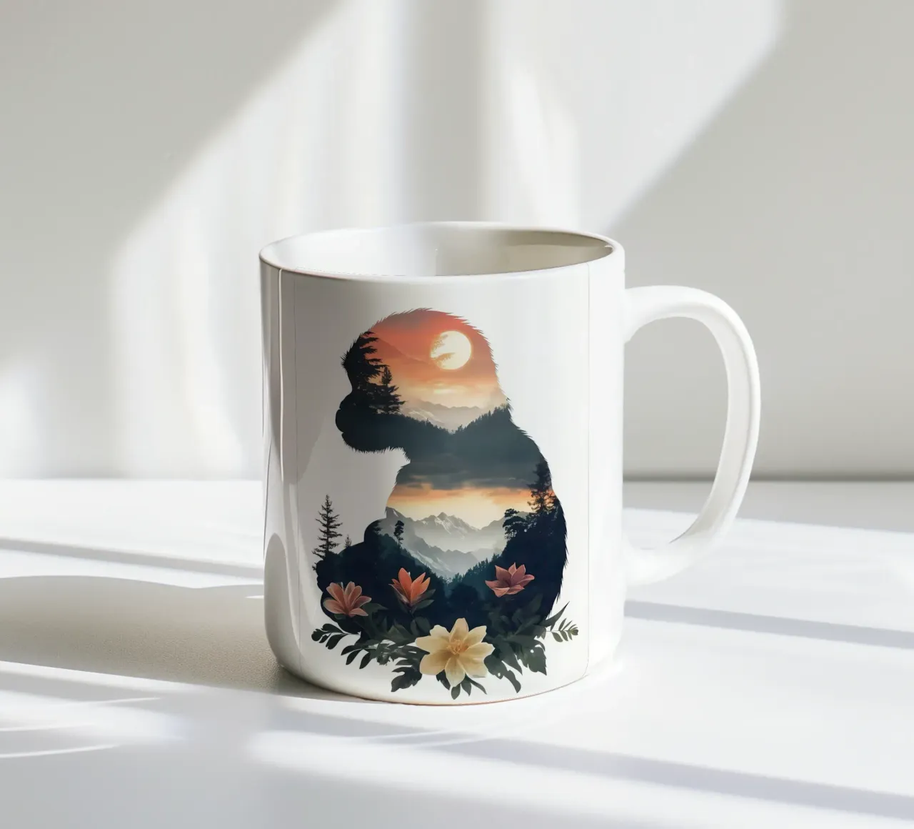 Tramonto sulla Montagna delle Scimmie tazza in ceramica da Ginnery