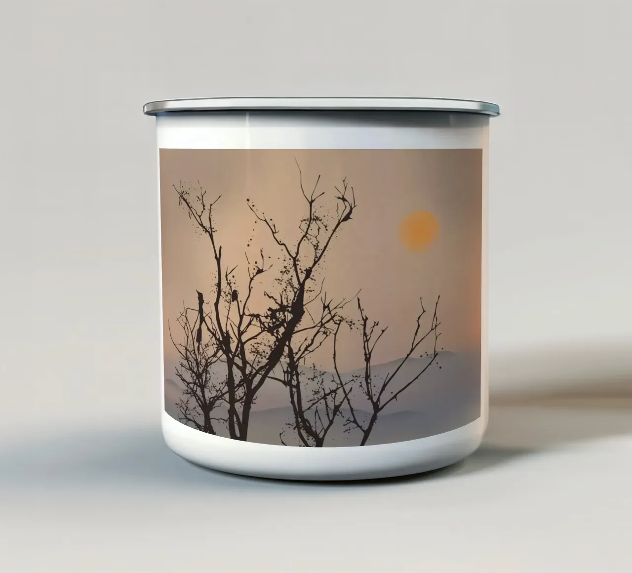 Sagoma dell'alba 02 tazza in smalto da Little Dean