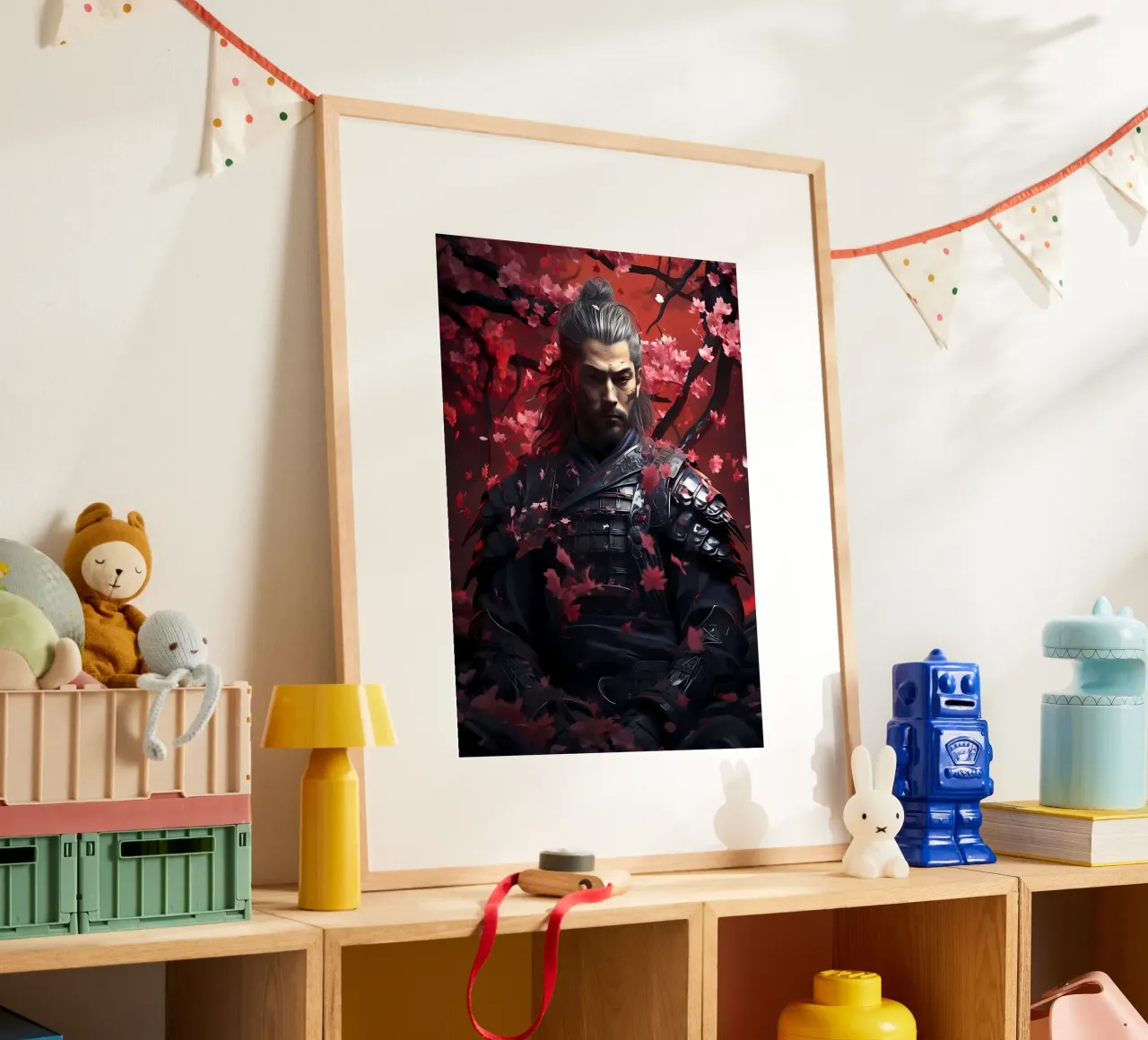 Samurai giapponese Sakura poster con telaio in plastica da Mikesell
