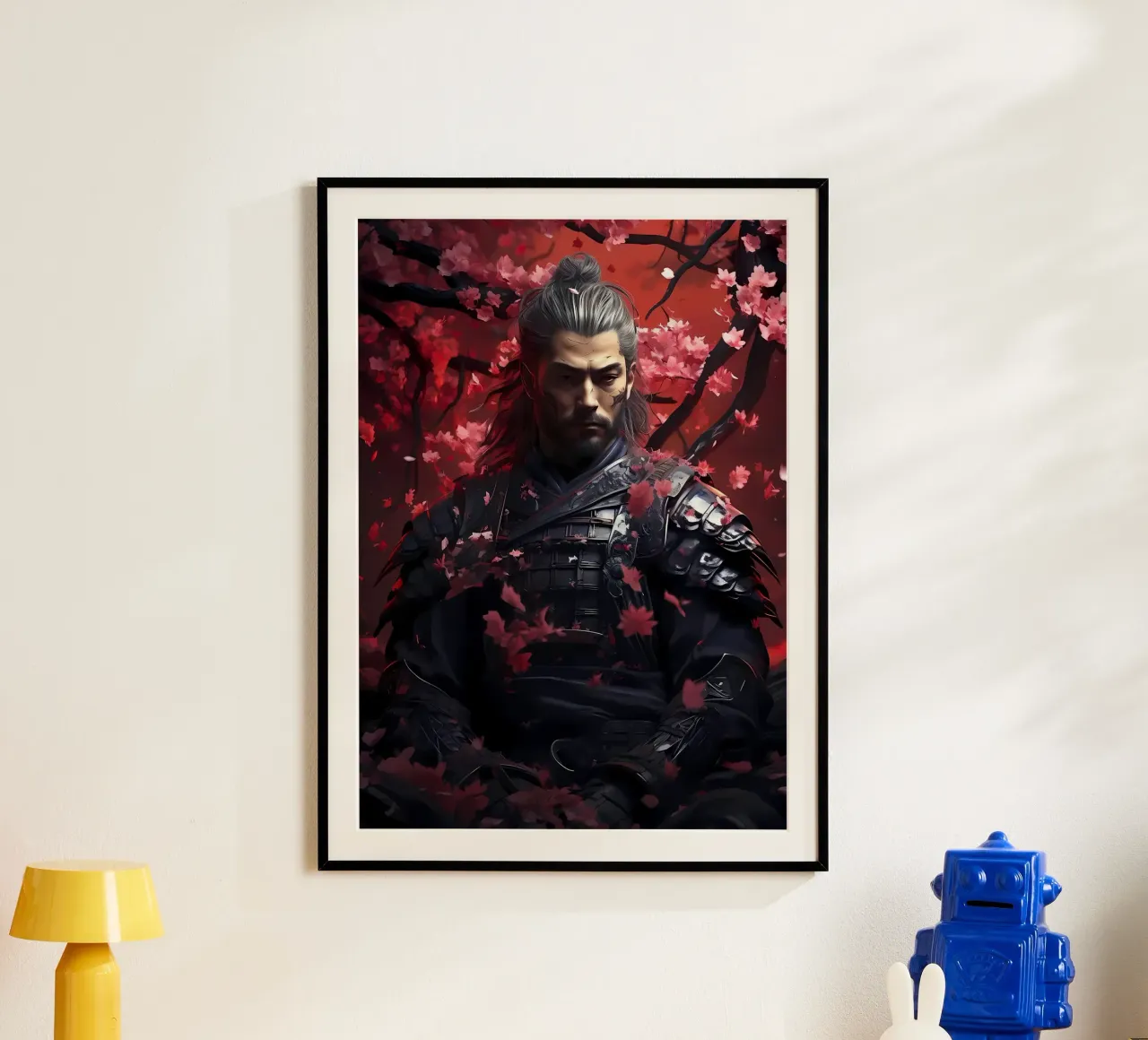 Samurai giapponese Sakura poster con telaio in plastica da Mikesell