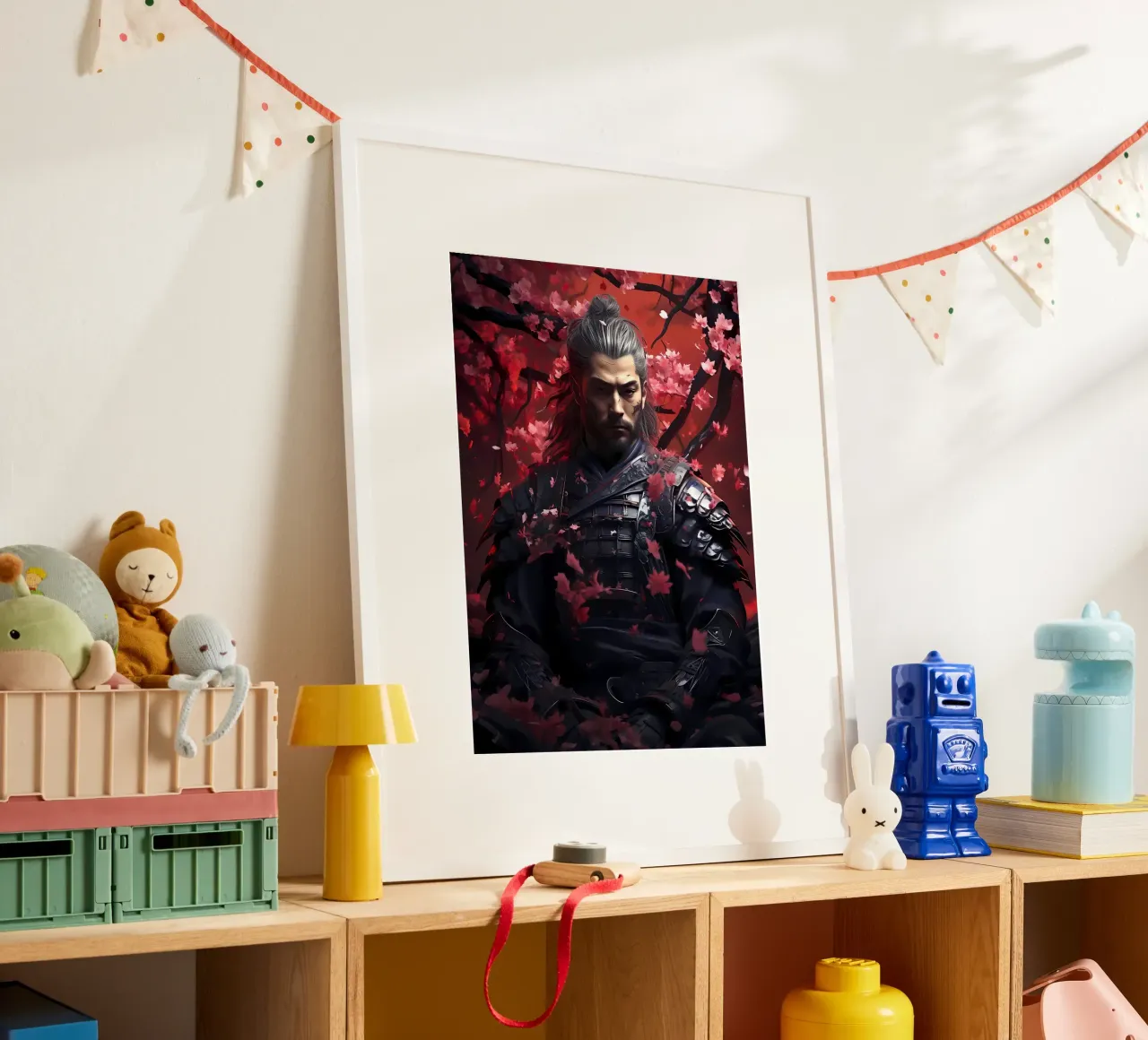 Samurai giapponese Sakura poster con telaio in plastica da Mikesell
