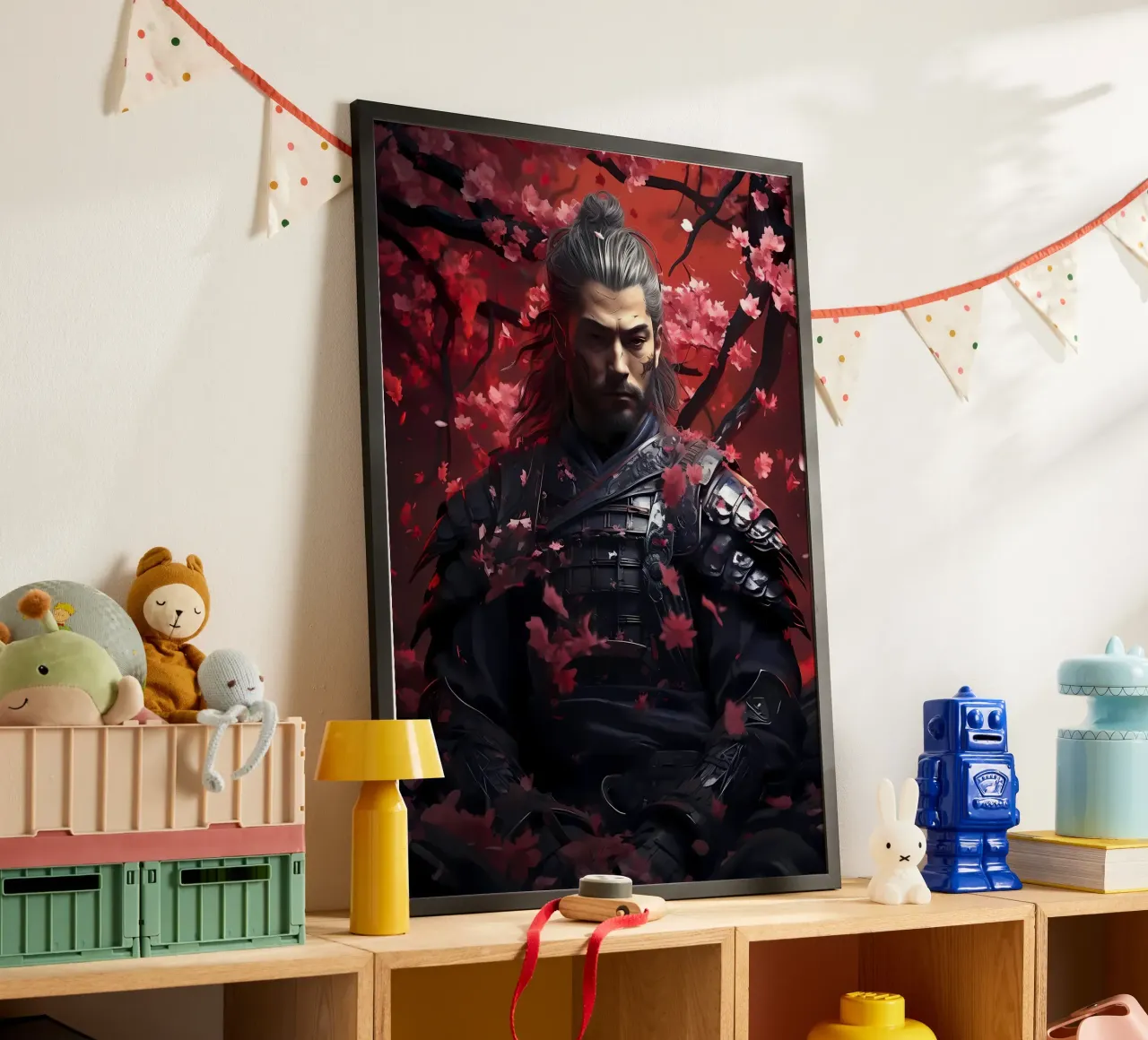 Samurai giapponese Sakura poster con telaio in plastica da Mikesell