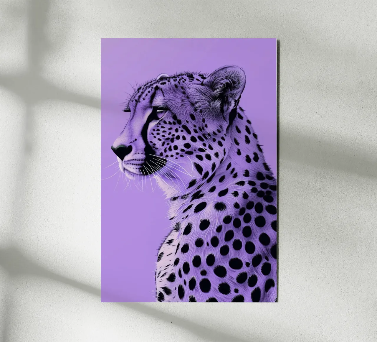 Leopardo in stile viola alluminio dibond da Yaso Design & Art