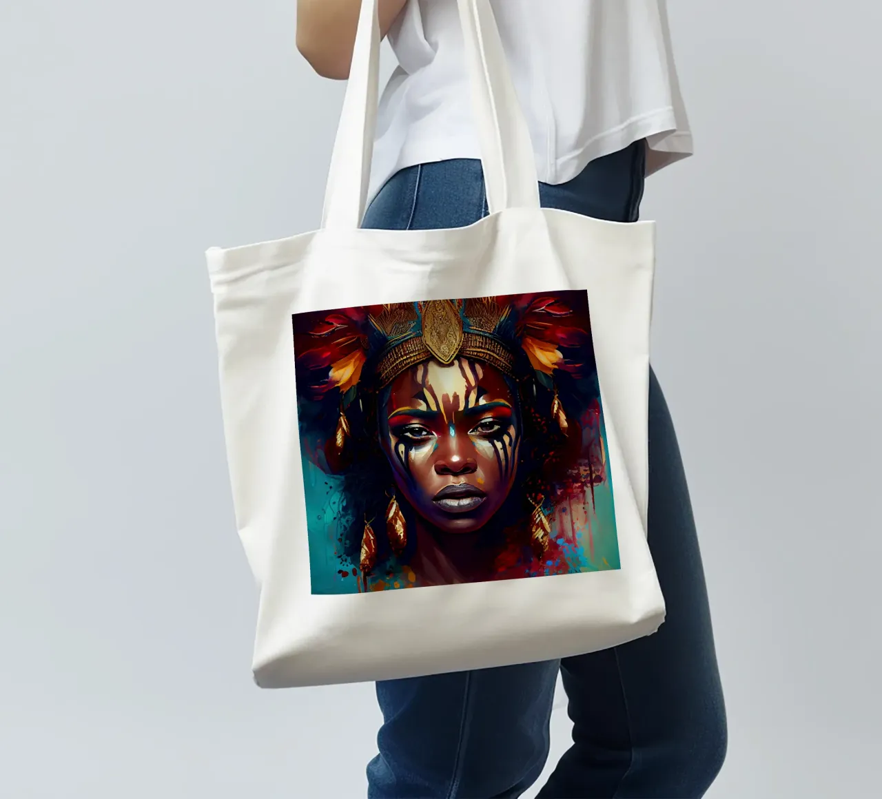 Potente donna guerriera africana borsa in juta da Chromatic Fusion Studio