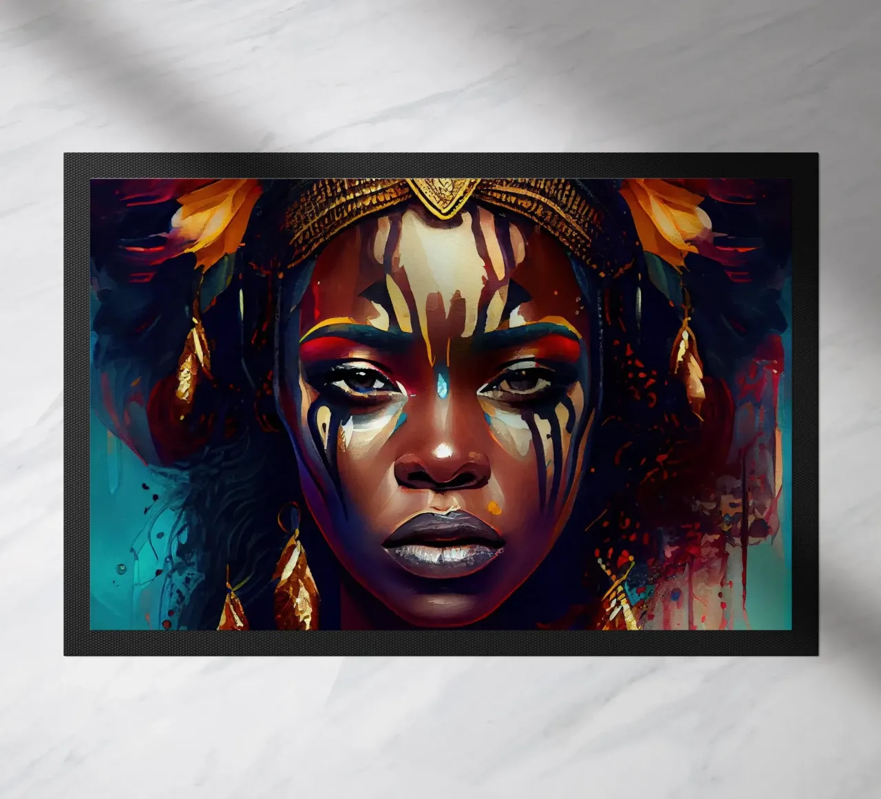 Poderosa mujer guerrera africana felpudo de Chromatic Fusion Studio