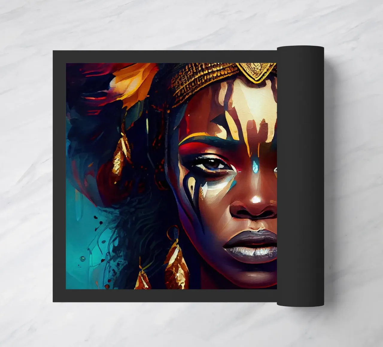 Poderosa mujer guerrera africana felpudo de Chromatic Fusion Studio