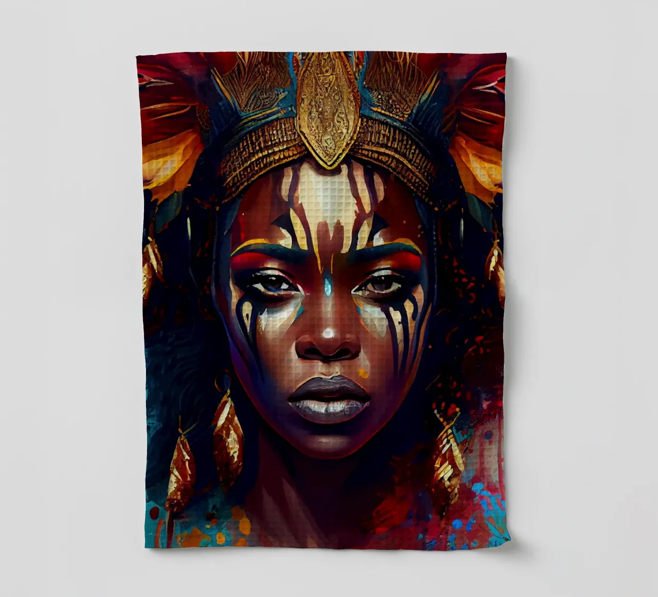 Mächtige afrikanische Kriegerin Geschirrtuch von Chromatic Fusion Studio
