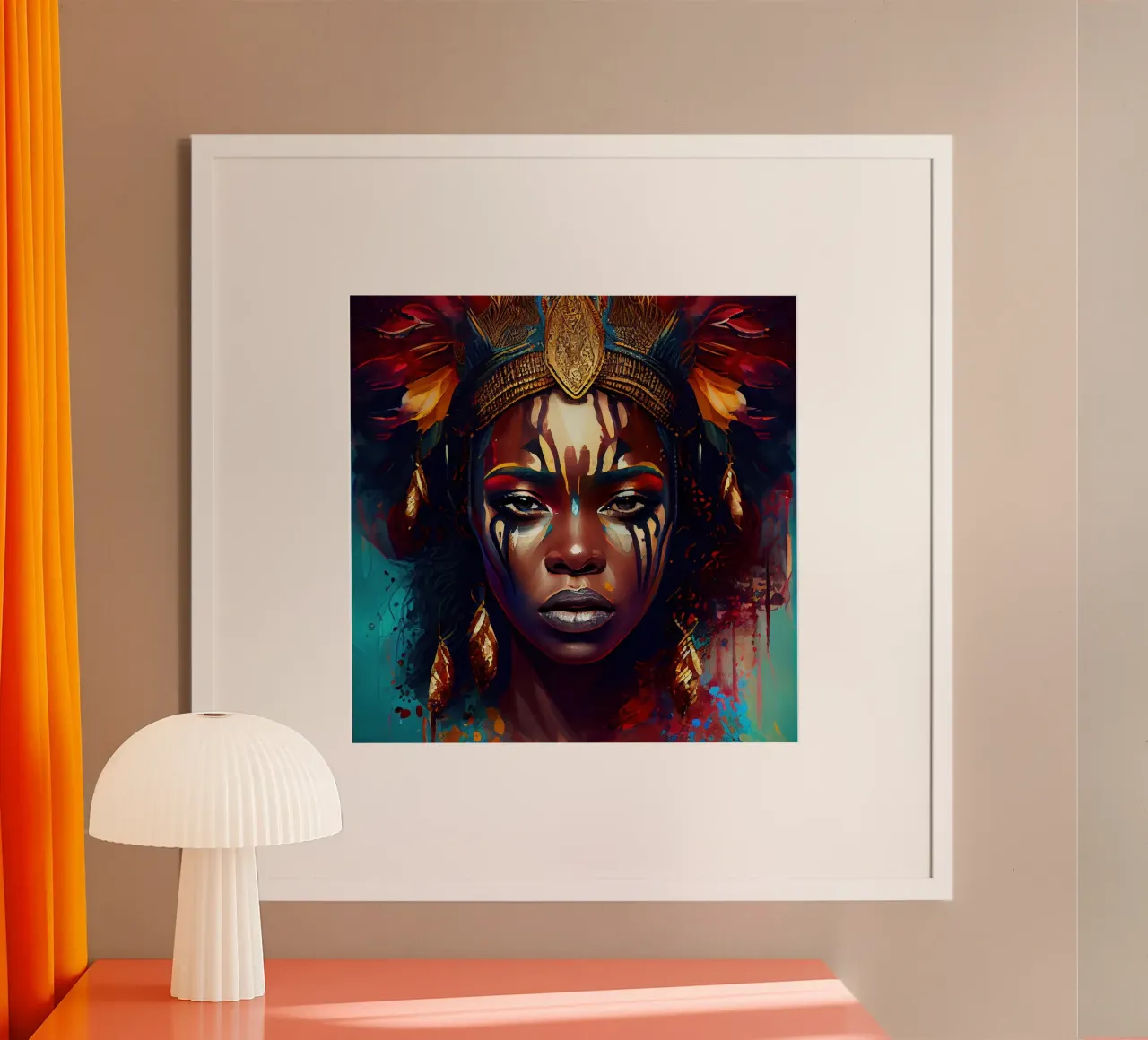 Poderosa mujer guerrera africana poster con marco de madera de Chromatic Fusion Studio
