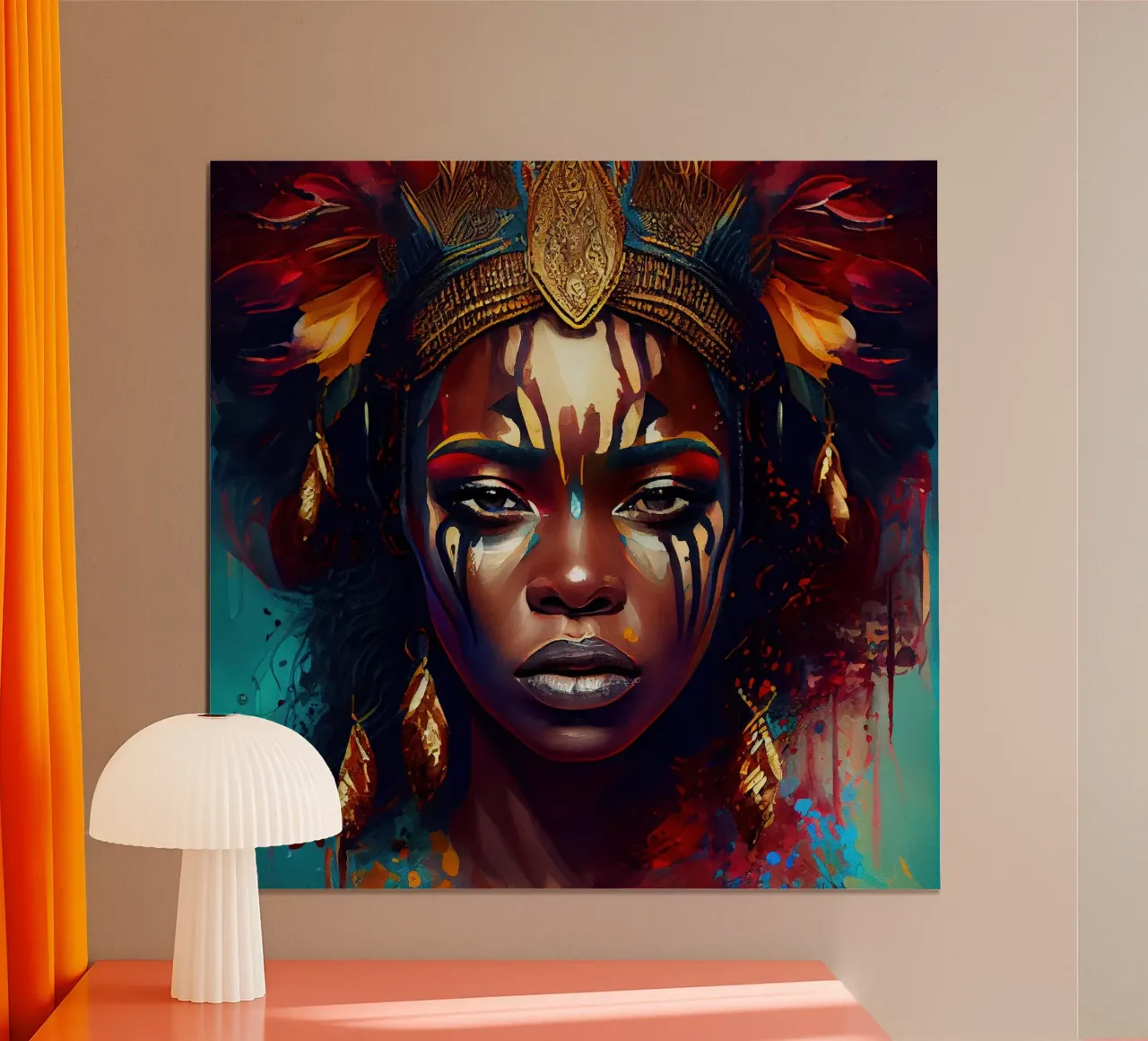 Poderosa mujer guerrera africana poster con marco de madera de Chromatic Fusion Studio