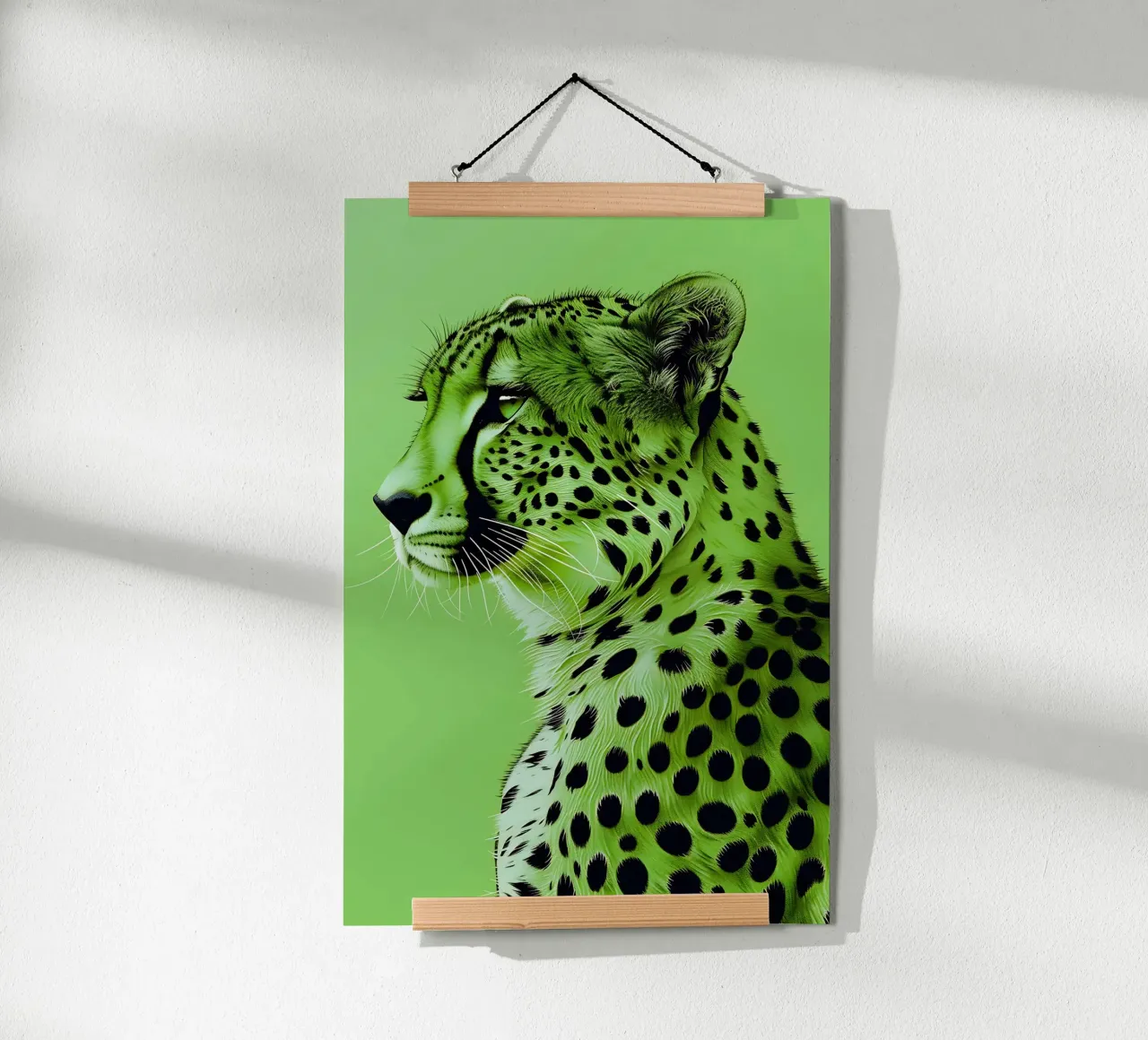 Leopardo in stile verde chiaro carta hahnemühle da Yaso Design & Art