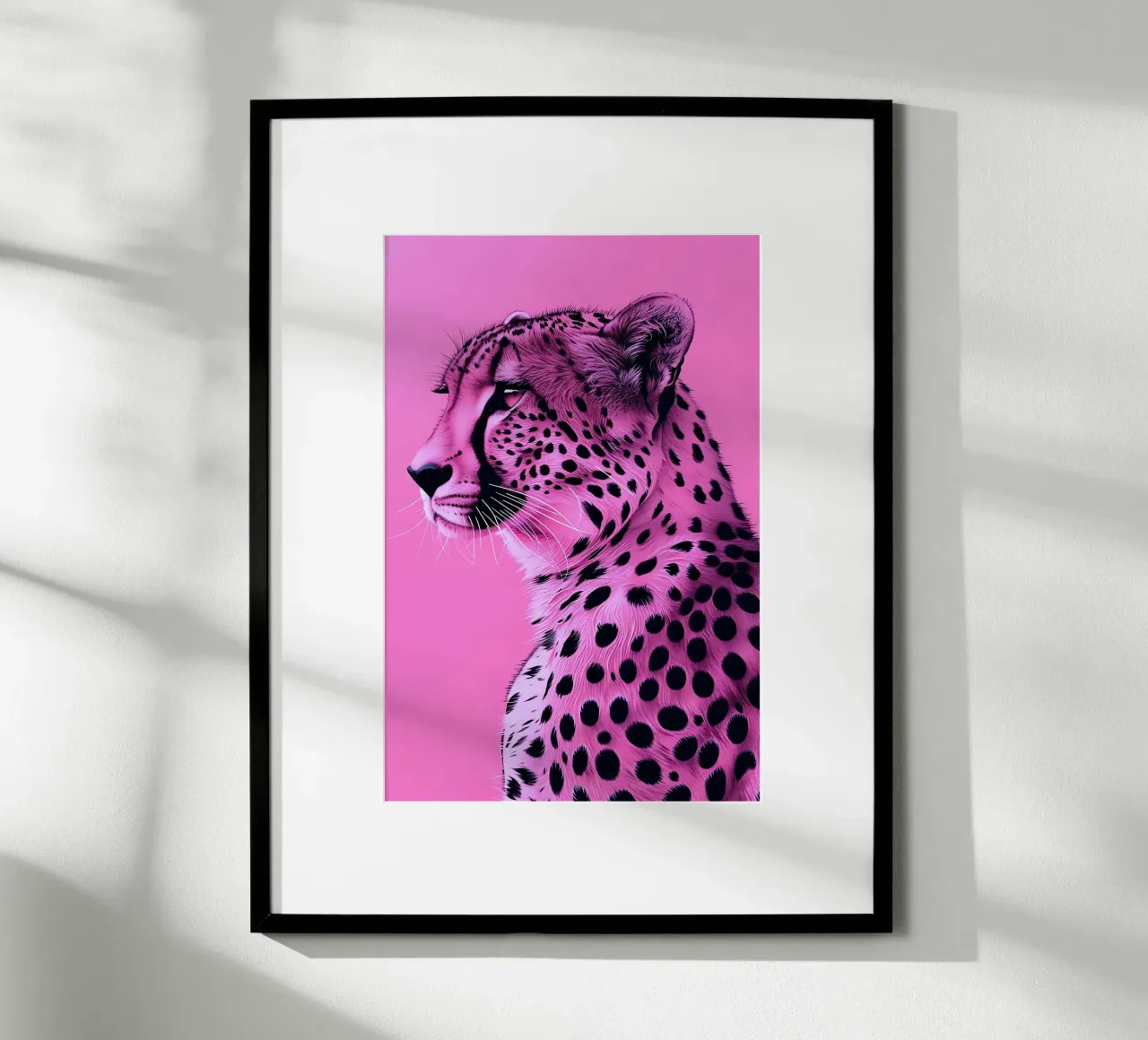 Leopardo in stile rosa poster con telaio in alluminio da Yaso Design & Art