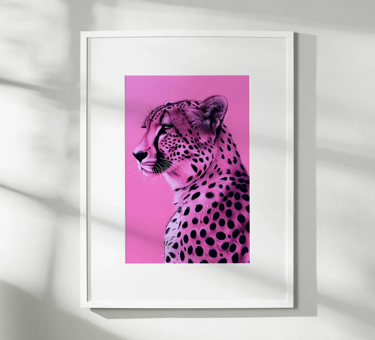 Leopardo in stile rosa poster con telaio in alluminio da Yaso Design & Art