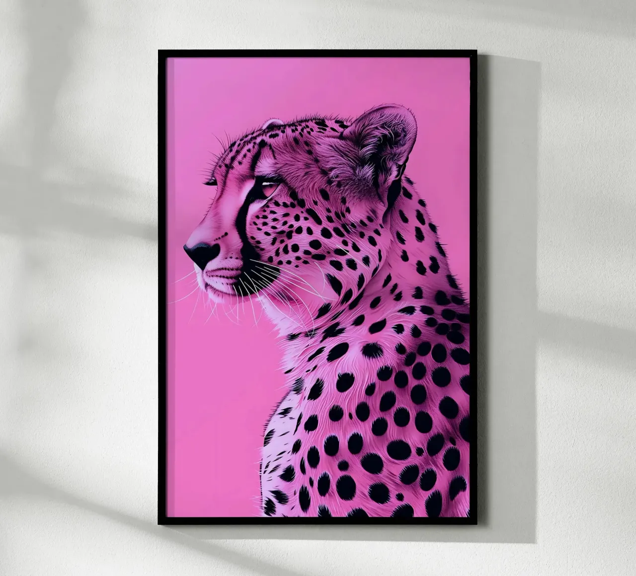 Leopardo in stile rosa poster con telaio in alluminio da Yaso Design & Art