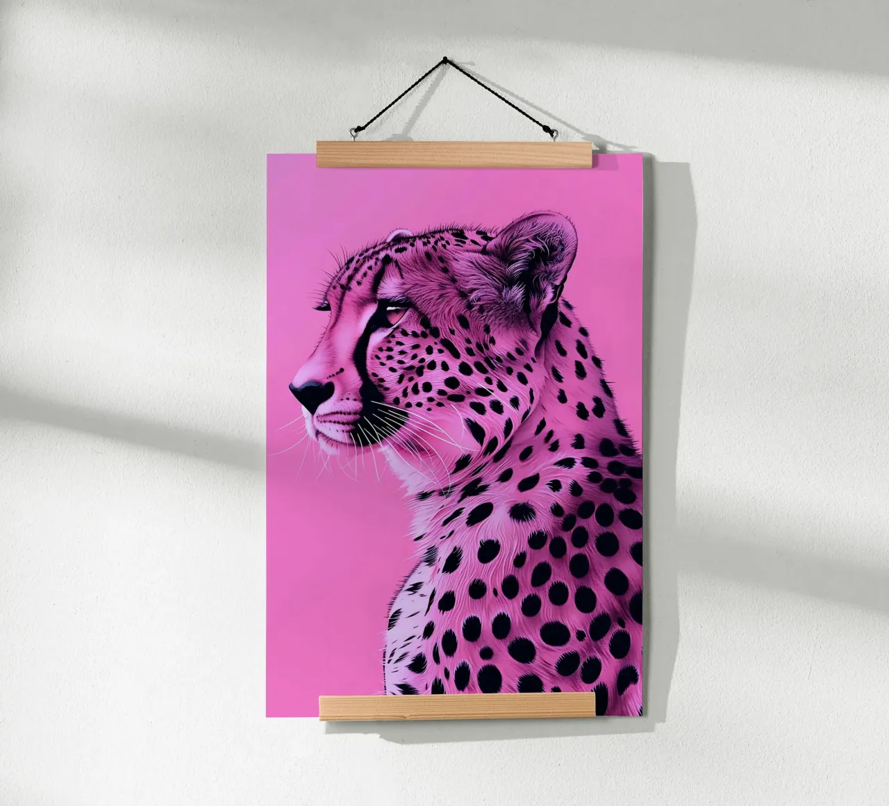 Leopardo in stile rosa poster con telaio in alluminio da Yaso Design & Art