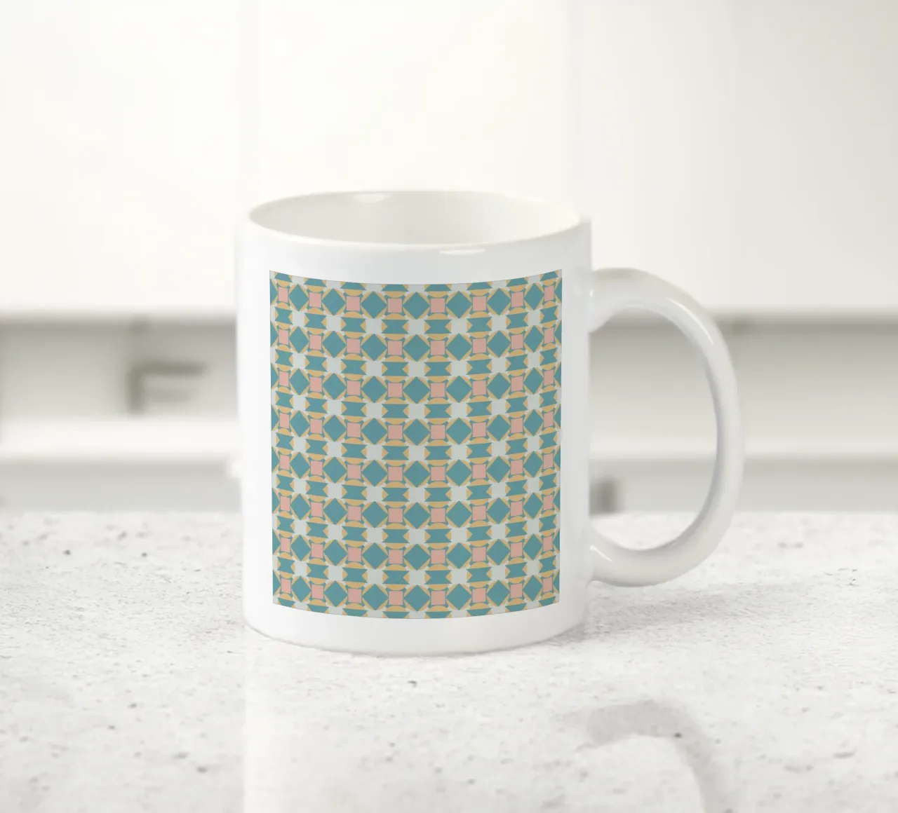 Gedämpftes grünes geometrisches nahtloses Muster Keramik Tasse von Little Dean
