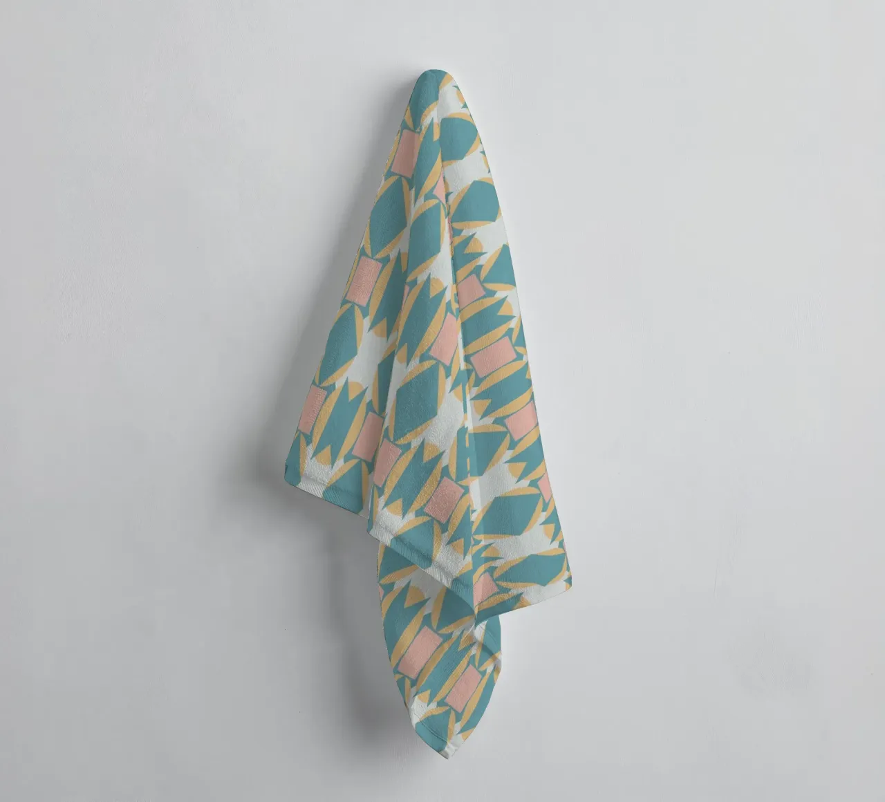 Muted green geometric seamless pattern towel by Little Dean