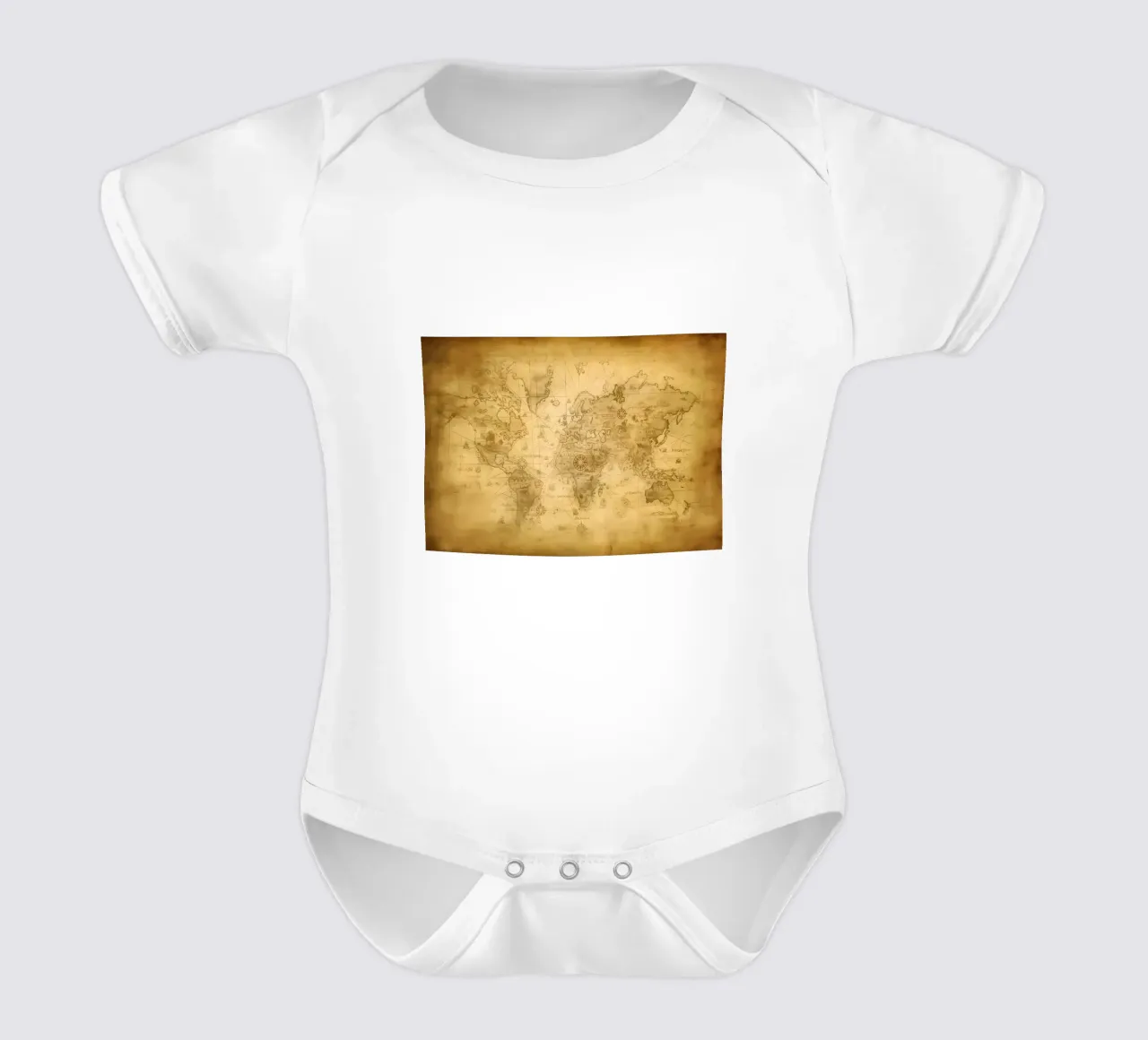 Vintage Map of the World short-sleeve baby romper by Delaplane