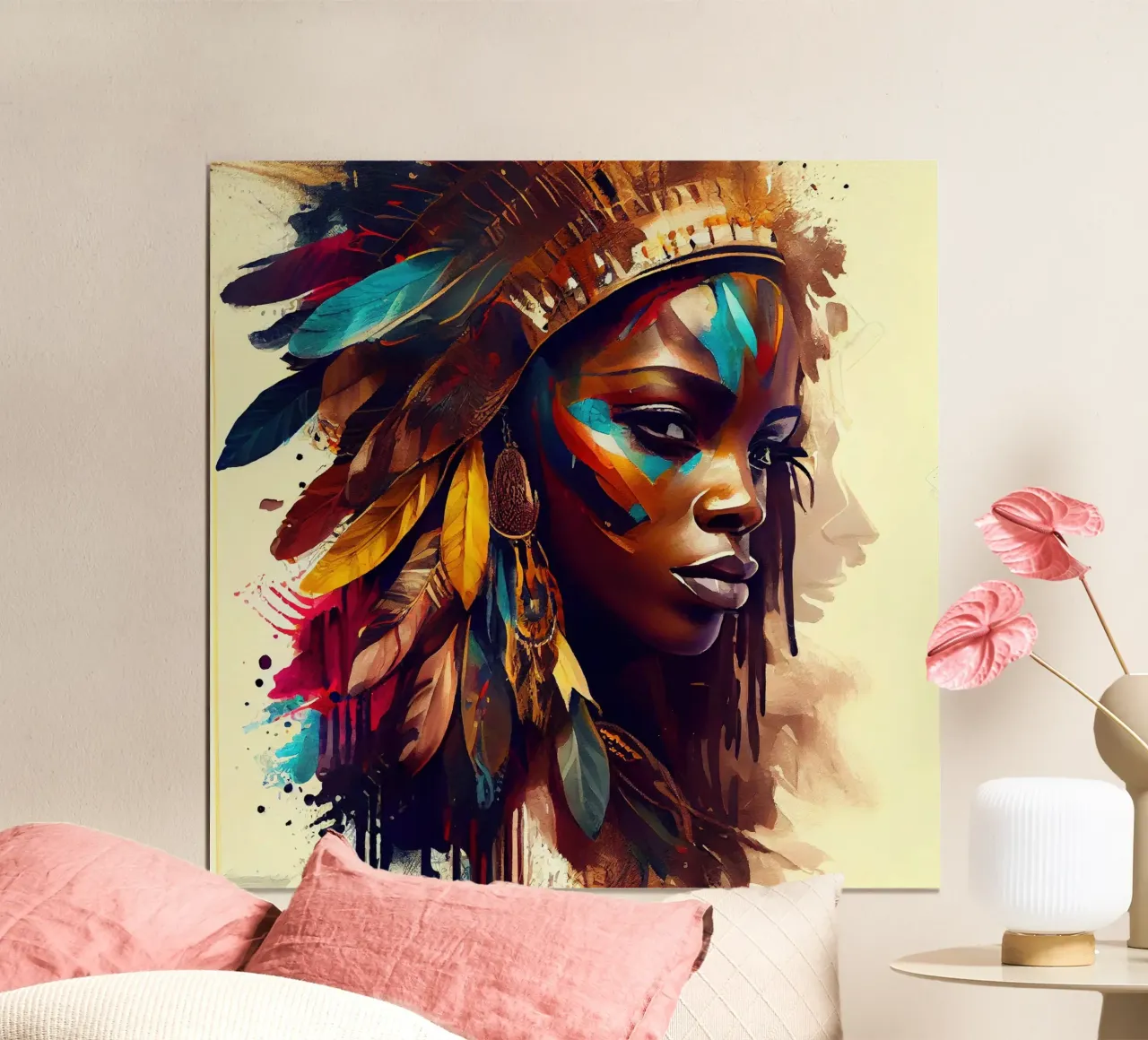 Poderosa mujer guerrera africana poster con marco de madera de Chromatic Fusion Studio