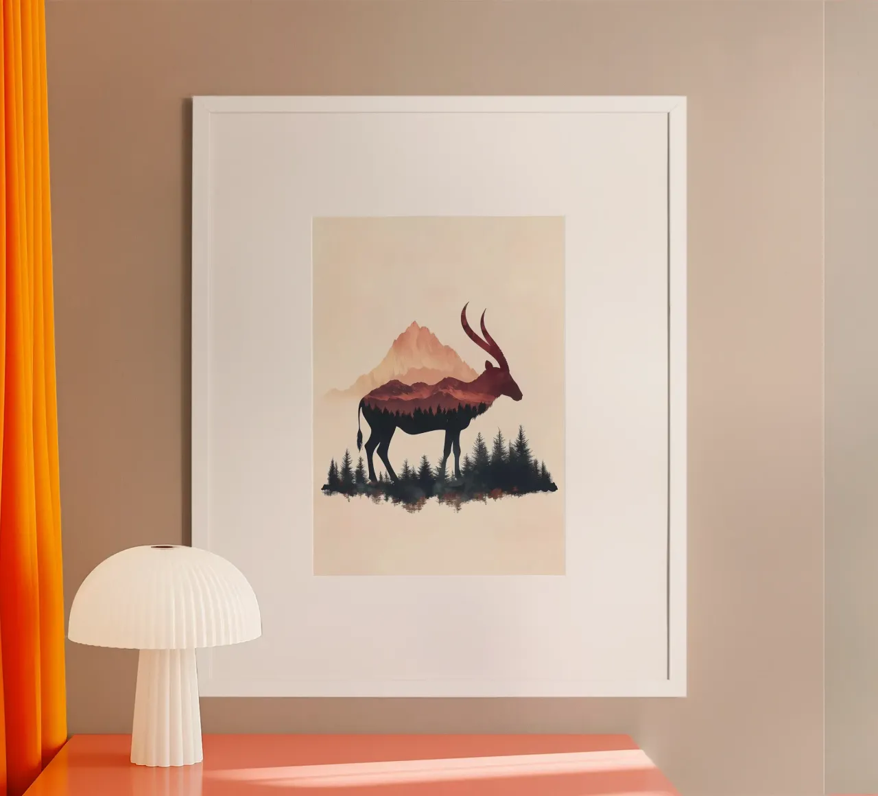 Silhouette di antilope di montagna carta hahnemühle da Ginnery