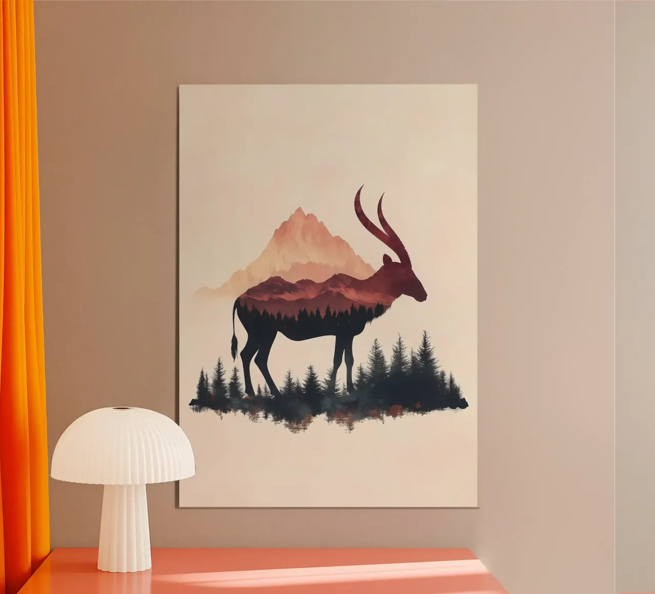 Silhouette di antilope di montagna carta hahnemühle da Ginnery