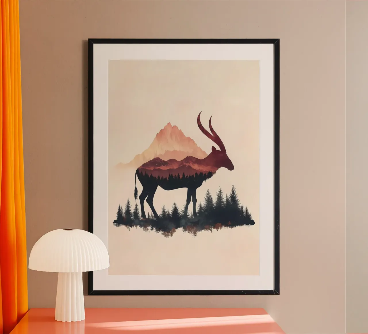 Silhouette di antilope di montagna carta hahnemühle da Ginnery