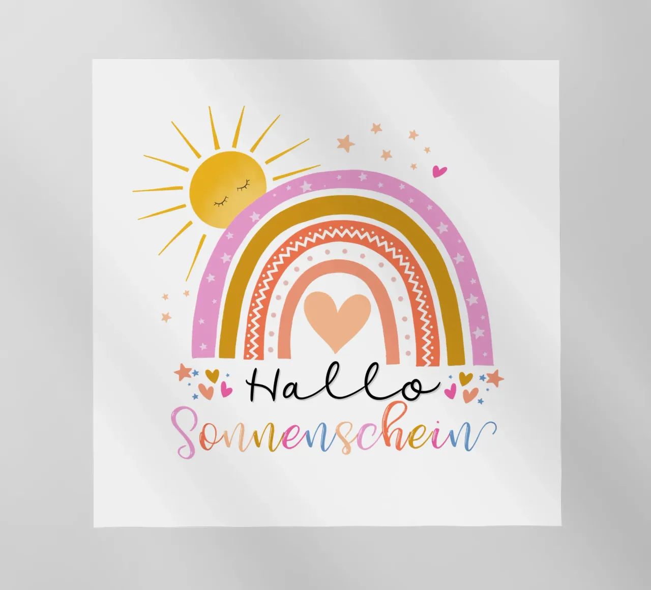Ciao, sole. Simpatico arcobaleno in rosa. Per i bambini pellicola backlit da CalliLetters