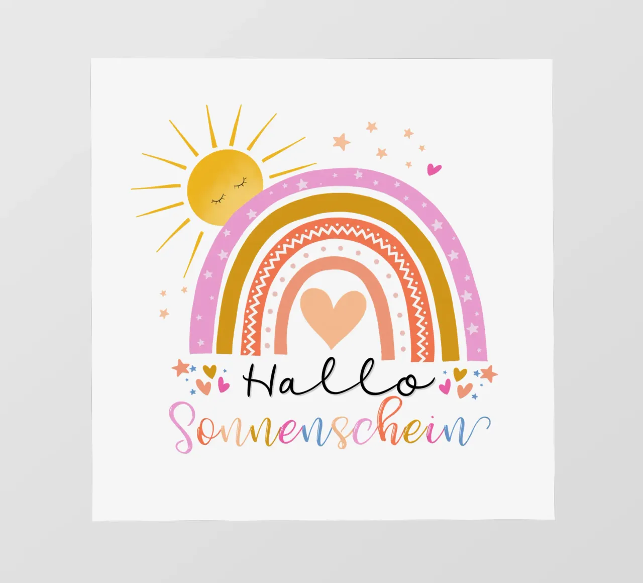 Ciao, sole. Simpatico arcobaleno in rosa. Per i bambini pellicola backlit da CalliLetters
