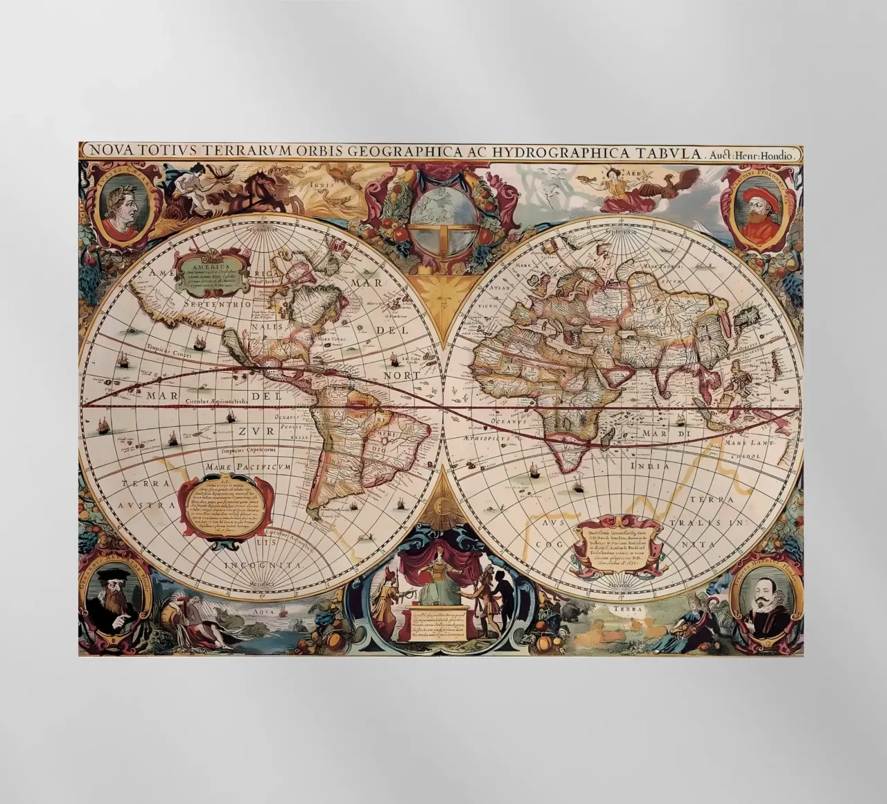 Mappa del mondo d'epoca pellicola backlit da Delaplane