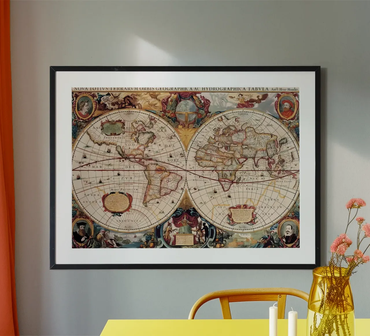 Mappa del mondo d'epoca carta hahnemühle da Delaplane