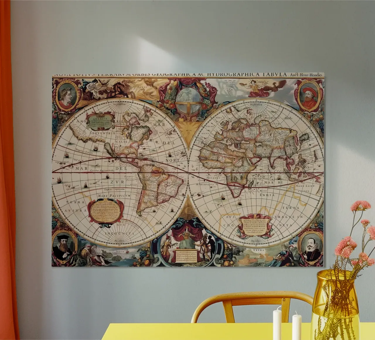 Mappa del mondo d'epoca carta hahnemühle da Delaplane