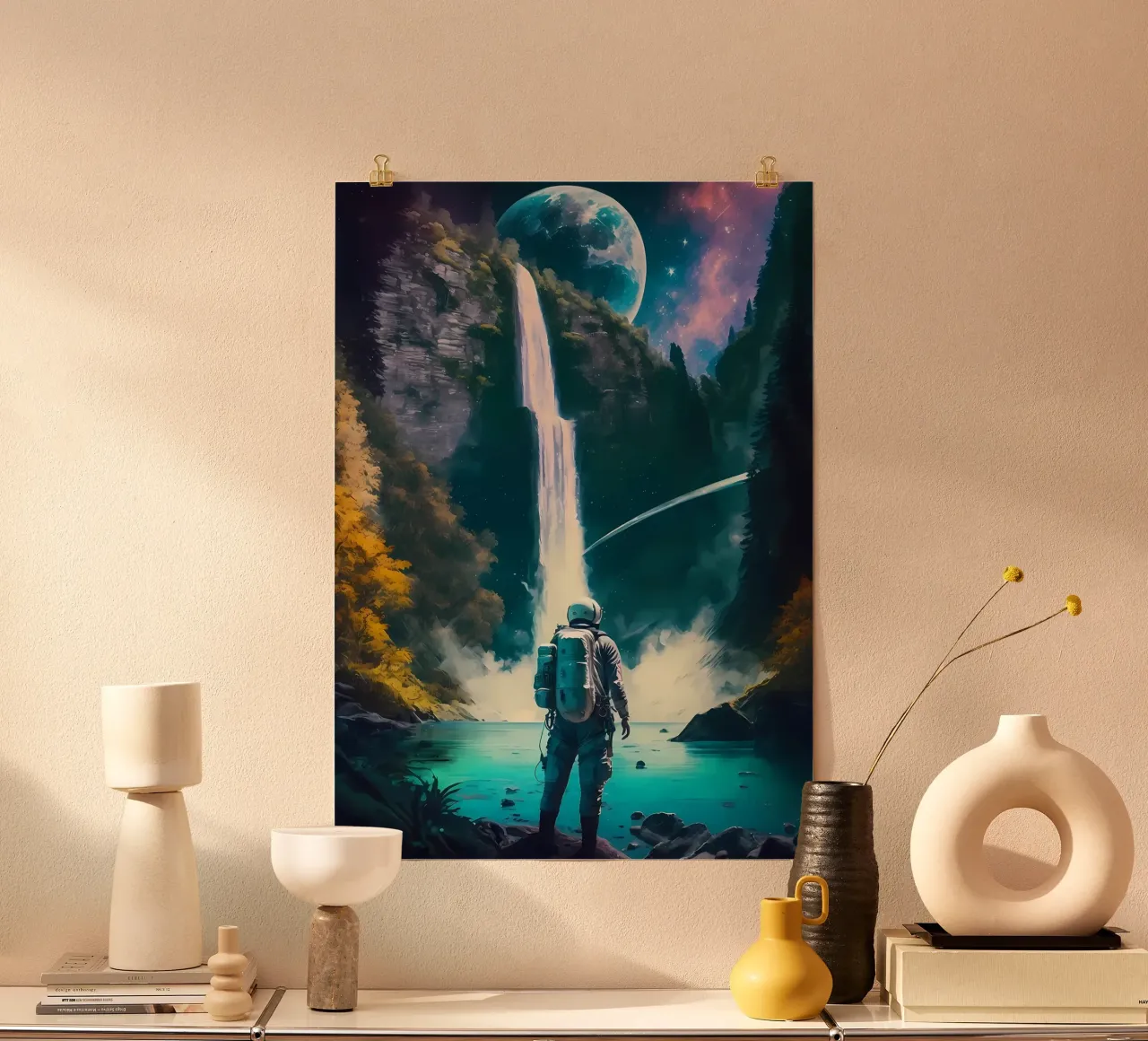 Wasserfall-Astronaut Hahnemühle von Mikesell