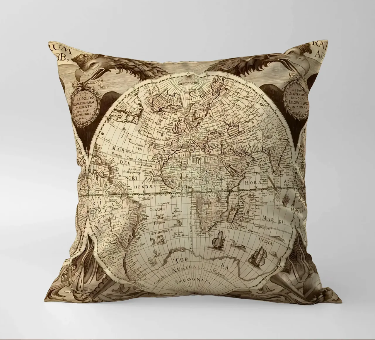Mappa del mondo d'epoca cuscino da Delaplane